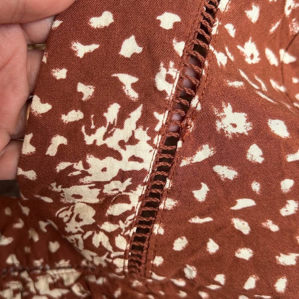Knox Rose | Linen Blend Rusty Brown Cheetah Print Dress 3/4 Sleeves Women Large - Picture 6 of 8